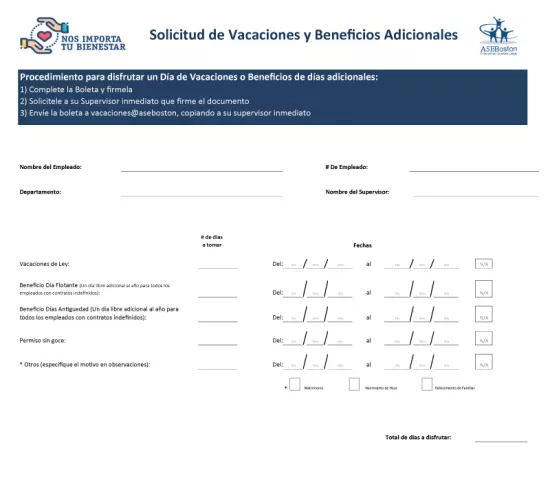 Boleta Solicitud de Vacaciones ASEBoston